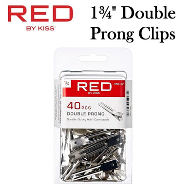 Red by Kiss Clip, Double Prong Hair Clip, 40 pieces (HMC12)