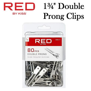 Red by Kiss Clip, Double Prong Hair Clip, 80 pieces (HMC17)