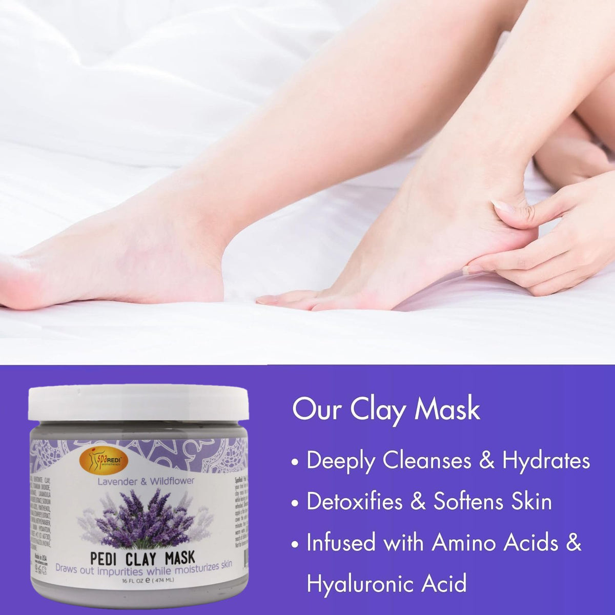 Spa Redi Pedi Clay Mask with Lavender & Wildflower, 16 oz – EP Beauty ...