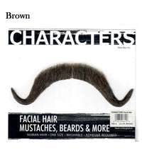 Characters Facial Hair, Mustache #5 "Drooping Handlebar" (Black or Brown)