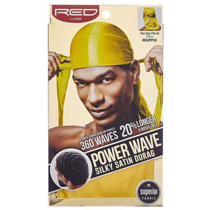 Red by Kiss Durag, "Silky Satin" Power Wave Durag, Yellow (HDUPP03)