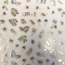 Silver Holographic Leaf 3D Nail Sticker
