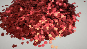 Red Satin Leaf Glitter