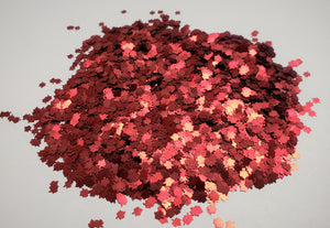 Red Satin Leaf Glitter