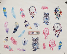 Feather / Dream catcher water transfer nail decals (12styles)