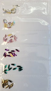 Nail Crystals "Tiny Slim Oval" (6 Color Set)