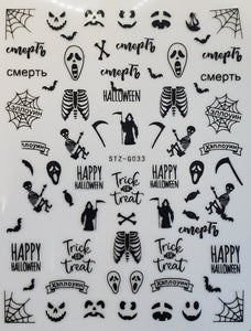 3D "Halloween Black Skeleton" Nail Stickers