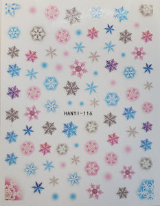 "Pastel Snowflakes" Water transfer nail decals