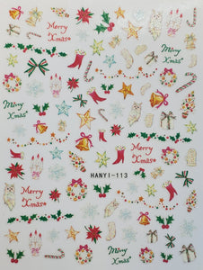 "Merry Xmas" Water transfer nail decals