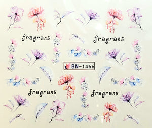 "Pastel Flowers" Water transfer nail decals (12 Styles)