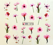 "Pastel Flowers" Water transfer nail decals (12 Styles)