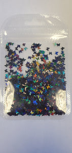 Black holographic butterfly glitter