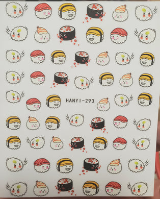 Cute Sushi water transfer nail decals