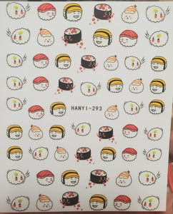 Cute Sushi water transfer nail decals