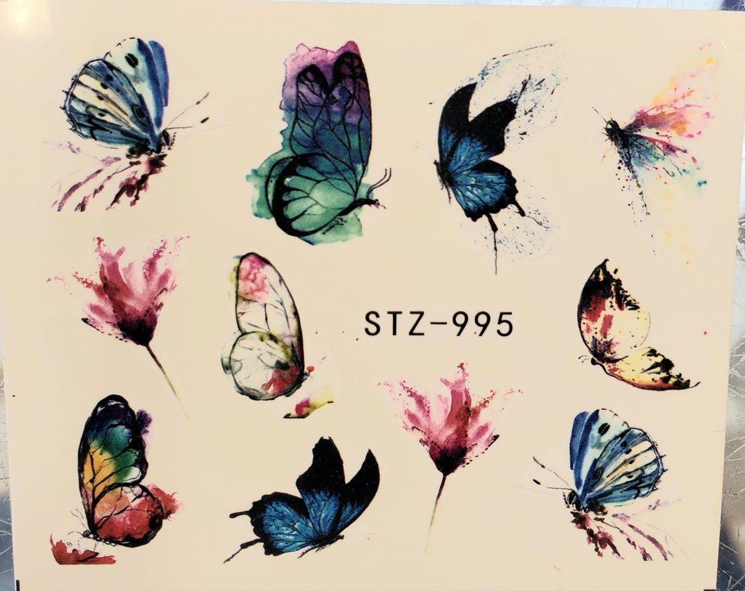 Butterfly water transfer nail decals STZ-995