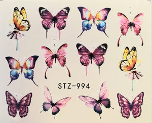 Butterfly water transfer nail decals STZ-994