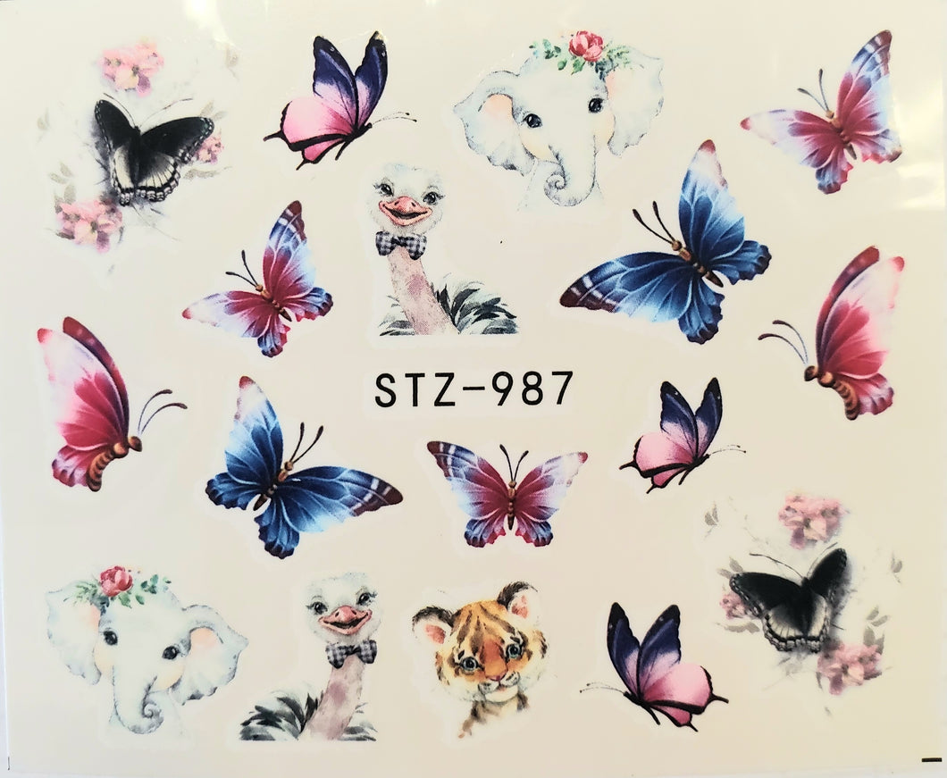 Butterfly water transfer nail decals STZ-987
