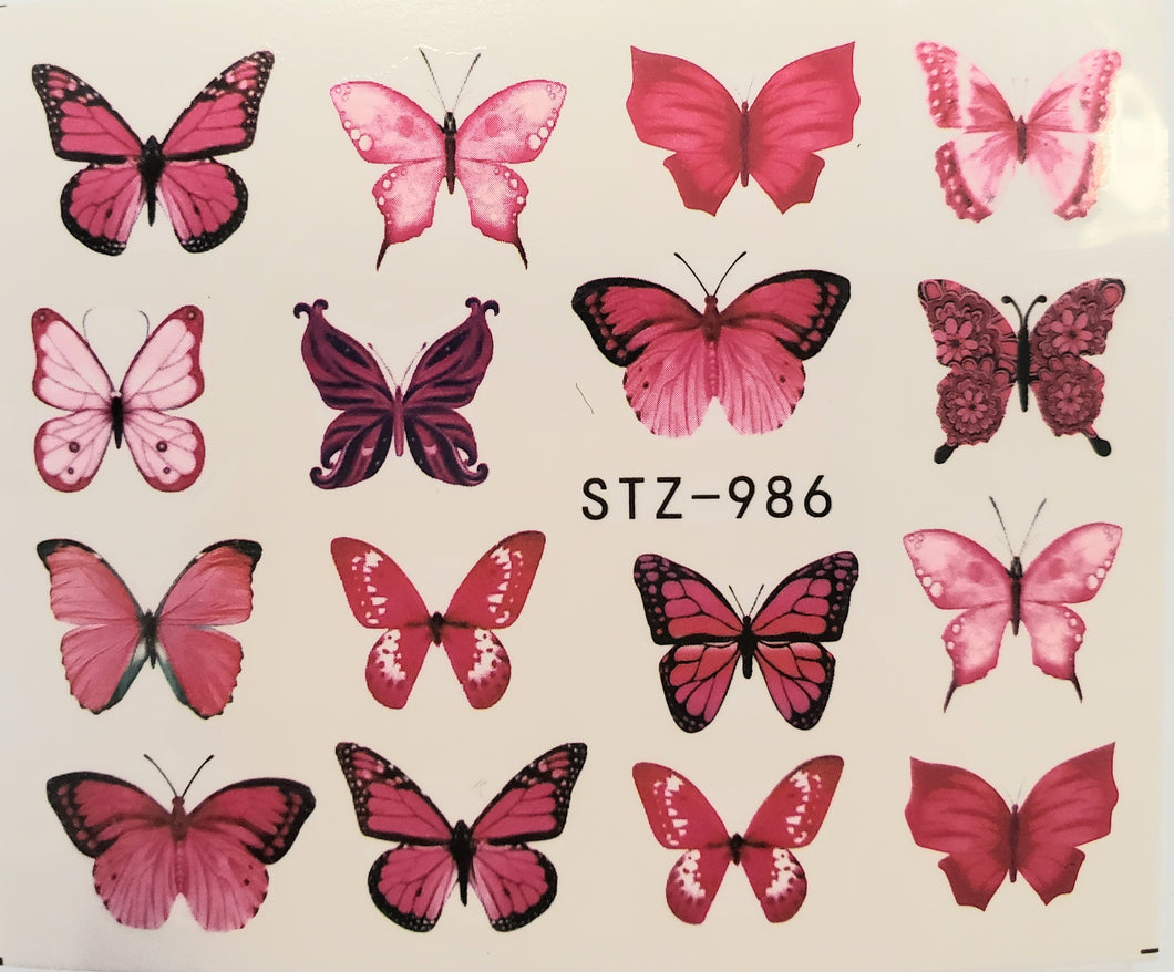 Butterfly water transfer nail decals STZ-986