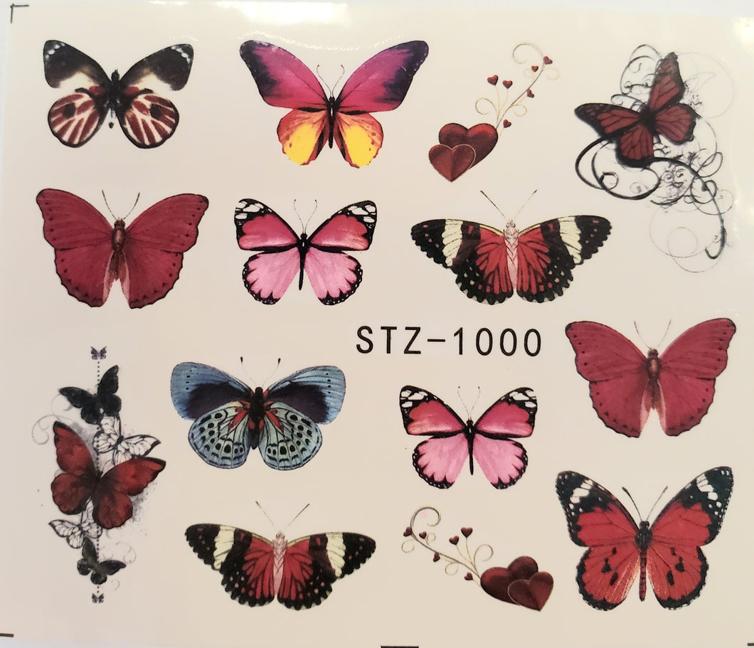 Butterfly water transfer nail decals STZ-1000