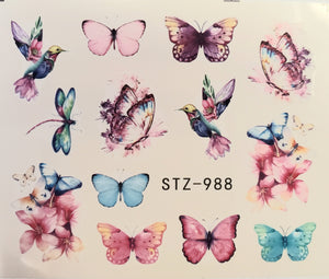 Butterfly water transfer nail decals STZ-988