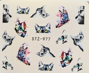 Butterfly/cat water transfer nail decals STZ-977