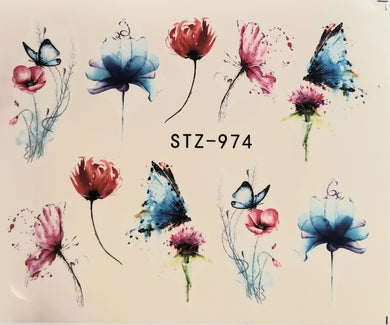 Butterfly water transfer nail decals STZ-974