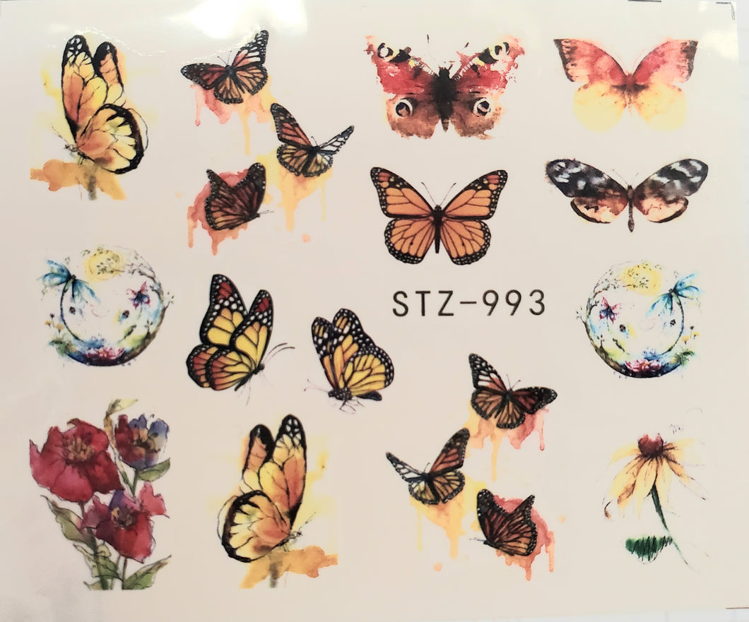 Butterfly water transfer nail decals STZ-993