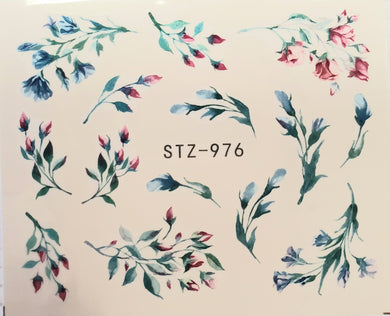 Flower water transfer nail decals STZ-976