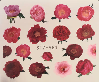 Flower water transfer nail decals STZ 981