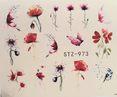 Flower water transfer nail decalsSTZ-973