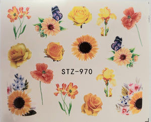 Flower water transfer nail decals STZ 970