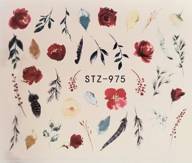 Flower water transfer nail decals STZ 975