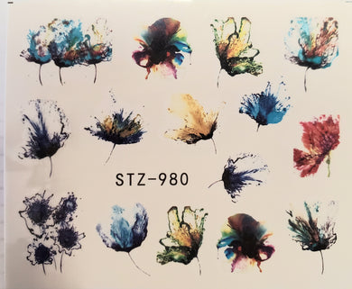 Flower water transfer nail decals STZ-980