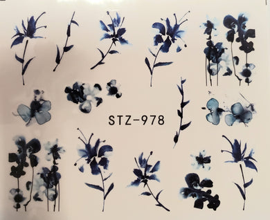 Flower water transfer nail decals STZ-978