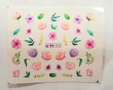 Flower gardern water transfer nail decals BN-927