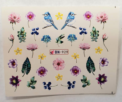 Flower garden water transfer nail decals BN-929