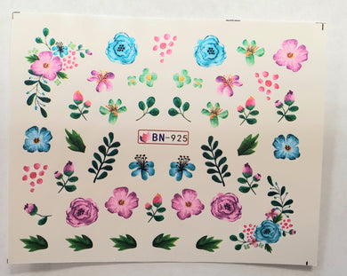 Flower garden water transfer nail decals BN-925