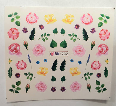 Flower garden water transfer nail decals BN-932