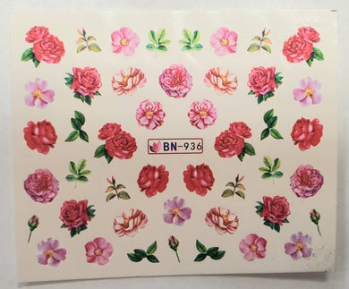 Flower garden water transfer nail decals BN-936