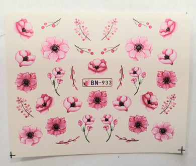 Flower garden water transfer nail decals BN 933