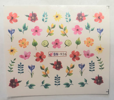 Flower garden water transfer nail decals BN-926