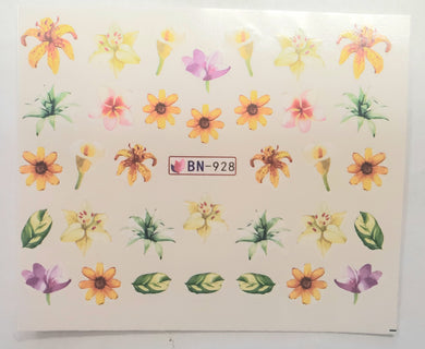 Flower garden water transfer nail decals BN-928