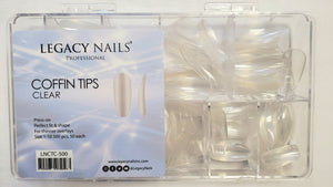 Legacy Nails Full Nail Tips - "Coffin" Clear