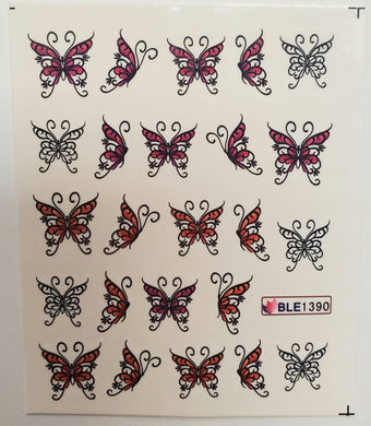 Butterfly water transfer nail decals BLE 1390- 1400