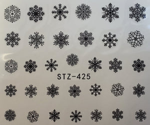 "Colorful Snowflake" Water transfer nail decals (9 Styles)