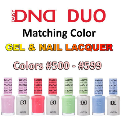 DND Gel Polish & Nail Lacquer Duos #501 - #599 Gel Polish and Matching Lacquer