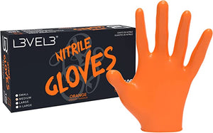 L3VEL3 - Nitrile Gloves (100 Pack) - ORANGE (S, M, L, XL)