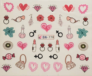 Valentine's Day Water Transfer Nail Decals