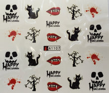 Cute Spooky Halloween water transfer nail decals (12 styles)