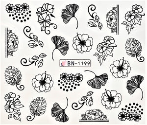 "BW Flora" Water transfer nail decals (12)